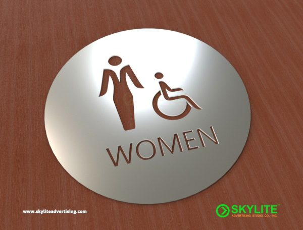 Aluminum Laser Cut In Mens/Womens Restroom Sign