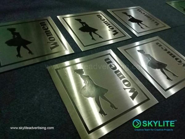 Engraved Metal Mens/Womens Restroom Sign